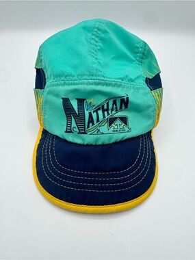 Nathan Lightweight Running Hat Teal Navy Yellow Mesh Trail Cap Adjustable